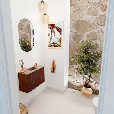 Mondiaz JOYA-DLUX 60cm toiletmeubel - kleur Ruby - Wastafel FAYE positie Midden 1 kraangat kleur Arena.