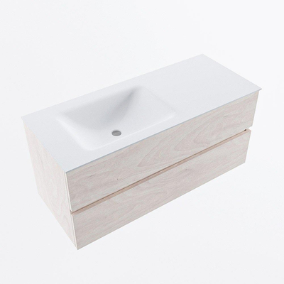 Mondiaz VICA ensemble de meuble de salle de bain - 110cm - meuble sous vasque en aggloméré - 2 tiroirs - lavabo cloud gauche - 1 trou de robinet - version haute de 60cm - talc