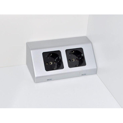 Sanicare prise de courant pour encastré et en saillie avec interrupteur gris argenté