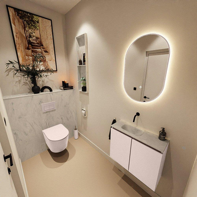 MONDIAZ TURE-DLUX 60cm toiletmeubel Rosee. EDEN wastafel Opalo positie links. Zonder kraangat.