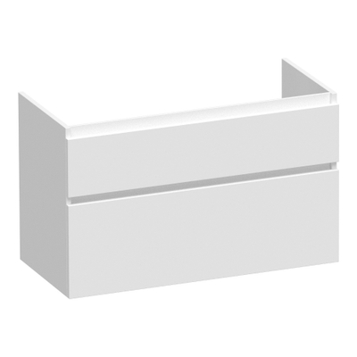 BRAUER Delight meuble sous-lavabo - 100x46x60cm - 2 tiroirs softclose - sans poignées - 1 découpe pour siphon - blanc mat