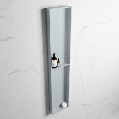 Mondiaz Easy nis 29.5x89.5x8cm voor Inbouw/opbouw 2 open vakken Solid surface Clay/Clay