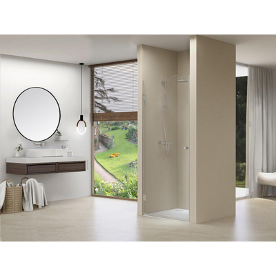 Van Rijn Products ST01 Nisdeur - 90x200cm - helder clearglas - dikte 8mm - incl. dichtingen - chroom