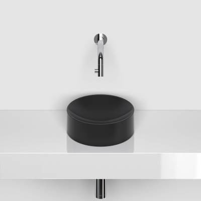 Clou Vale fontein ø22 cm zonder kranenbank mat zwart keramiek SHOWROOMMODEL