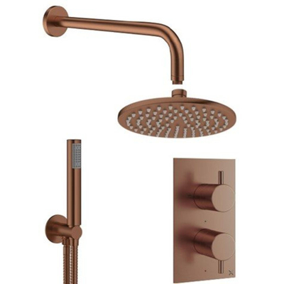 Crosswater MPRO Ensemble de douche pluie - douche principale de 20 cm - douchette - 2 fonctions - 2 boutons - Bronze brossé
