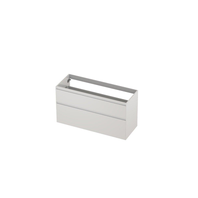 INK Wastafelonderkast - 120x45x65cm - 2 lades - greeploos - MDF lak - Hoogglans wit