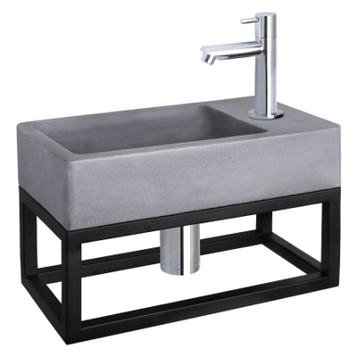 Differnz Force pack lave-mains – 40 x 22 x 8 cm – béton gris – robinet droit chromé – avec cadre noir