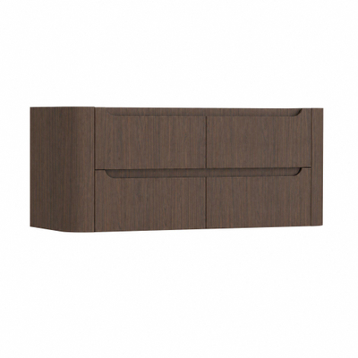 H&R Badmeubelen Juice Wastafelonderkast - 120x45x50cm - afgeronde hoeken - 4 lades - geïntegreerde greep - coffee