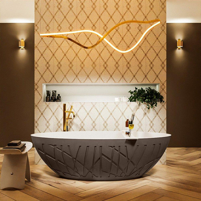 MONDIAZ HOLM Baignoire îlot - 180x85cm - Fumée/talc