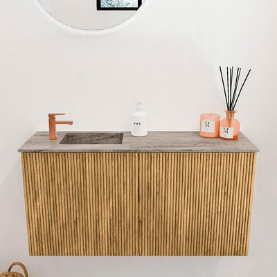 Mondiaz JOYA-DLUX Meuble de salle de bains 80cm - couleur Oak - Vasque FAYE position Gauche 1 trou de robinet couleur Oza