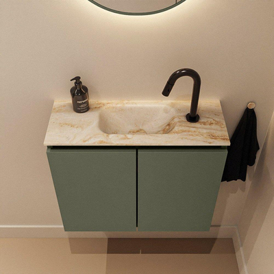 MONDIAZ TURE-DLUX 60cm toiletmeubel Army. EDEN wastafel Frappe positie midden. Met 1 kraangat.