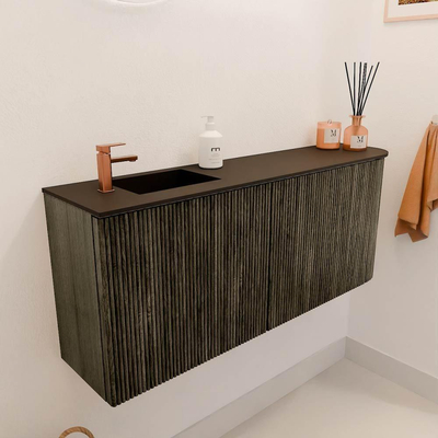 Mondiaz JOYA 101.6cm toiletmeubel - ronding rechts kleur Shadow - Wastafel FAYE positie Links 1 kraangat kleur Urban.