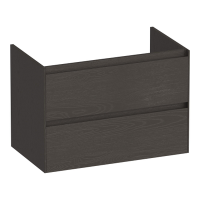 BRAUER Inspire wastafelonderkast 80 2 softclose lades - greeploos - 1 sifon uitsparing - Timber Anthracite