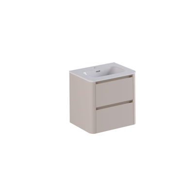 Thebalux Sunny Badmeubelset - 62x46x57cm - wastafel - keramiek - 1 kraangat - glans wit - onderkast - 2 lades - greeploos - houtfineer - Sahara Sand (beige)
