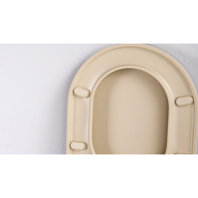 FugaFlow Eccelente Pietra Ensemble WC mural - 36,3x51,7cm - chasse profonde - sans rebord - abattant fin - beige
