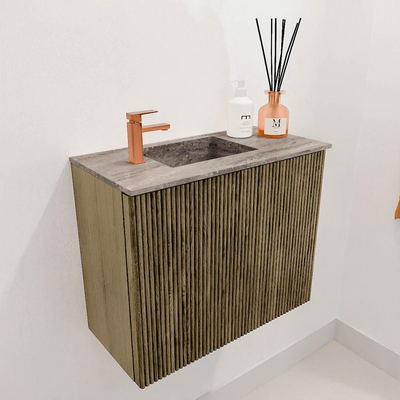 Mondiaz JOYA-DLUX 50cm toiletmeubel - kleur Dusk - Wastafel FAYE positie Links 1 kraangat kleur Oza.