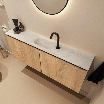 MONDIAZ TURE-DLUX Meuble WC 120cm Washed Oak. EDEN lavabo Opalo position milieu. Avec 1 trou de robinet.