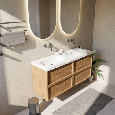 Saniclass Holz Frame Meuble sous-vasque - 140x45x60cm - 4 tiroirs - chêne naturel