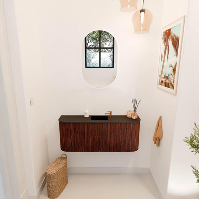 Mondiaz JOYA 103.2cm toiletmeubel - ronding links en rechts kleur Ruby - Wastafel FAYE positie Midden 1 kraangat kleur Urban.