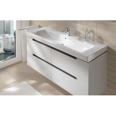 Villeroy & Boch Subway 2.0 meubelwastafel - 130x47cm - 1 kraangat - met overloop - White Alpine (glans wit)