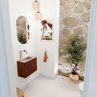 Mondiaz JOYA-DLUX 50cm meuble de toilette - couleur Ruby - Vasque FAYE position Droite Sans trou de robinet couleur Saba.