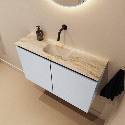 MONDIAZ TURE-DLUX 80cm toiletmeubel Clay. EDEN wastafel Frappe positie midden. Zonder kraangat.