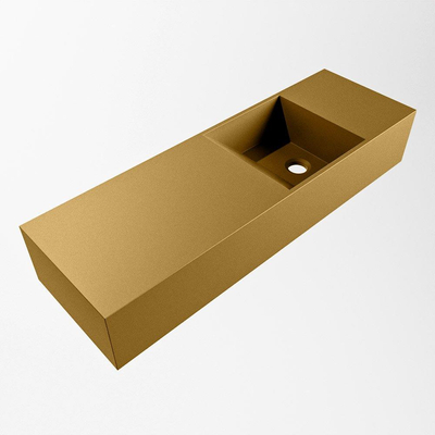 Mondiaz TYNE Lave-mains - 70x23x12cm - vasque à Droite - sans trous de robinetterie - solid surface - Oro