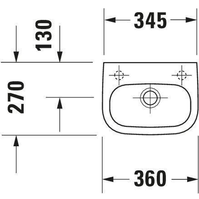 Duravit D-code Fontein - 36x27cm kraangat rechts - met overloop - glans wit