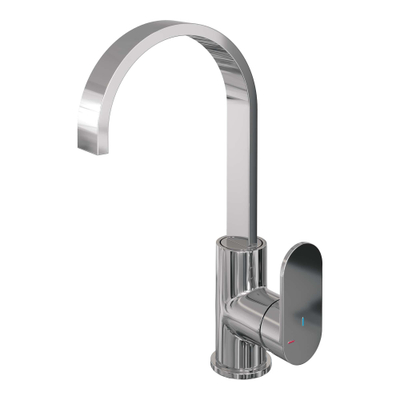 Brauer Chrome Edition Robinet lavabo rehaussé avec bec rotatif et poignée type R2 ColdStart Chrome poli