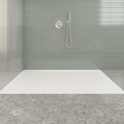 Villeroy & Boch Ecora douchebak - 160x100x3.5cm - afvoer lange zijde - stone white (wit)