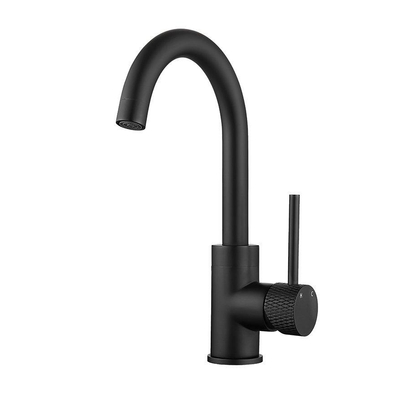 Wiesbaden Ribbd Mitigeur lavabo avec bec pivotant mat noir