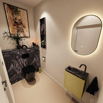 MONDIAZ TURE-DLUX 40cm toiletmeubel Oro. EDEN wastafel Lava positie links. Met 1 kraangat.