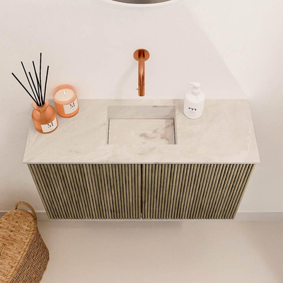 Mondiaz JOYA-DLUX 70cm toiletmeubel - kleur Dusk - Wastafel FAYE positie Midden Zonder kraangat kleur Frappe.