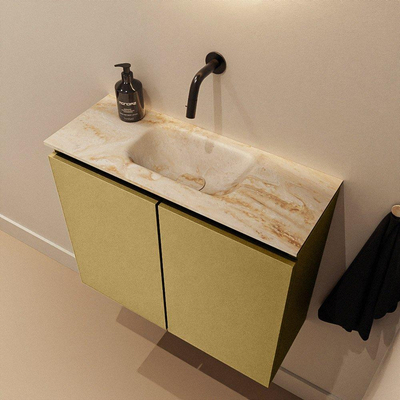 MONDIAZ TURE-DLUX Meuble toilette - 60cm - Oro - EDEN - vasque Frappe - position centrale - sans trou de robinet