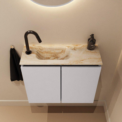 MONDIAZ TURE-DLUX Meuble de toilettes 60 cm Cale. EDEN lavabo Frappe position gauche. Avec 1 trou de robinet.