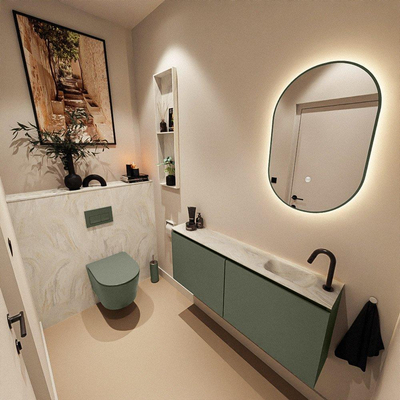 MONDIAZ TURE-DLUX 120cm toiletmeubel Army. EDEN wastafel Ostra positie rechts. Met 1 kraangat.