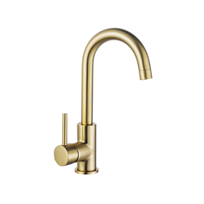 Fortifura Calvi wastafelkraan - hoog - draaibare - uitloop - PVD - geborsteld messing (goud) OUTLETSTORE