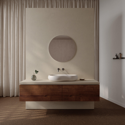 Ideavit Solidseed Opbouw wastafel - 62x42x11 - solid surface - wit mat
