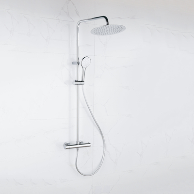 Adema sparkle 2.0 ensemble de douche à effet pluie avec thermostat douche de tête 30cm douchette à main 3 positions chrome 110cm