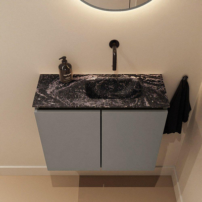 MONDIAZ TURE-DLUX 60cm toiletmeubel Smoke. EDEN wastafel Lava positie rechts. Zonder kraangat.