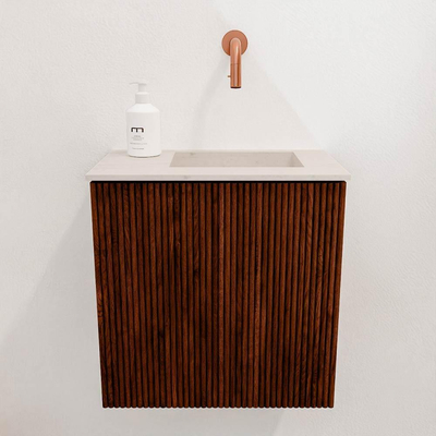 Mondiaz JOYA-DLUX 40cm toiletmeubel - kleur Ruby - Wastafel FAYE positie Rechts Zonder kraangat kleur Meli.