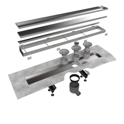 Easy Drain Multi TAF caniveau de douche à plaque simple 120cm avec grille Zero design inox