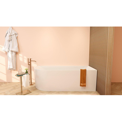 Wiesbaden Zenn baignoire d'angle droite 180 x 80 cm acrylique brillant blanc avec vidage brillant blanc