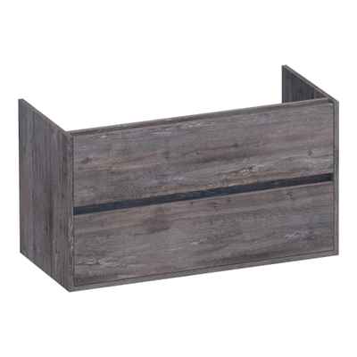 BRAUER Adore wastafelonderkast - 100x46x55cm - 2 softclose lades - greeploos - 1 sifon uitsparing - Driftwood