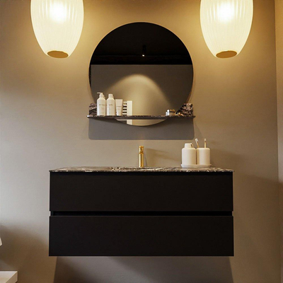 Mondiaz VICA-DLUX Badkamermeubelset - 110cm - urban - 2 lades - Inbouw wastafel CLOUD - midden - 1 kraangat - kleur Lava - XL versie 60cm hoog