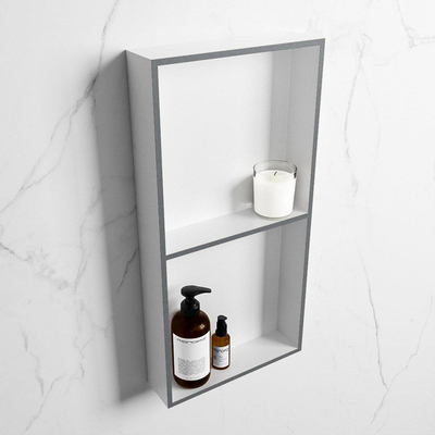 MONDIAZ EASY Nis - 59.5x29.5cm - geschikt voor in- of opbouw - 2 vakken - kleur Plata | Talc