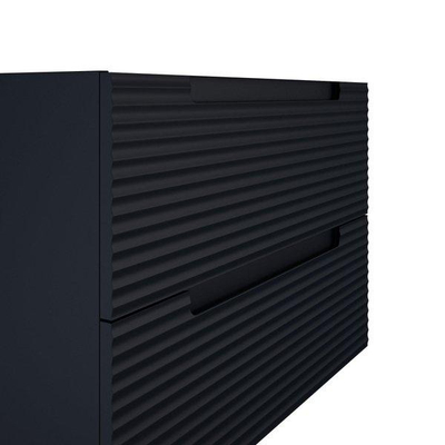 Saniclass Prime Balance Meuble de salle de bain - 80x55x45cm - 1 vasque ovale en céramique blanc - 1 trou de robinet - 2 tiroirs - miroir rectangulaire - mat marine bleu