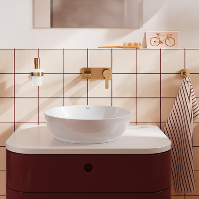 GROHE Lineare New wastafelkraan - l-size - wand - 2-gats - geborsteld warm sunset (koper)