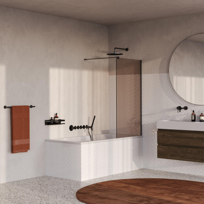 BRAUER Oblivion Paroi de baignoire - 80x140 - verre bronze - incl. revêtement en verre - PVD gunmetal brossé
