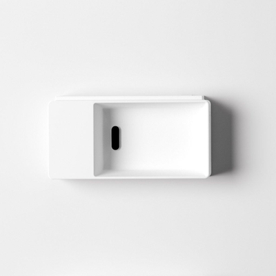 Clou New Flush 3 lave-mains 35x18cm avec bonde d'évacuation pré-perçage pour trou de robinet à gauche Blanc mat